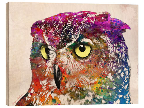 Hout print owl drowing