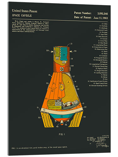Akryylilasitaulu Space Capsule Patent (1963)