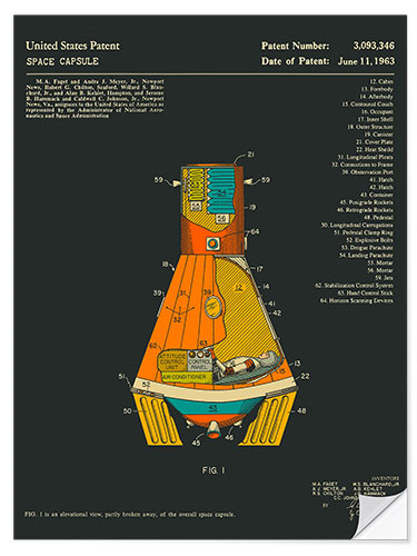 Selvklebende plakat Space Capsule Patent (1963)