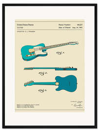Gerahmter Kunstdruck Gitarren-Patent (1951, Englisch)