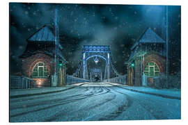 Magnettafel Kaiser-Wilhelm-Brücke Wilhelmshaven im Winter bei Nacht