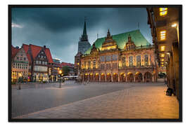 Gerahmter Kunstdruck Bremer Marktplatz mit Rathaus und Gibelhäuser