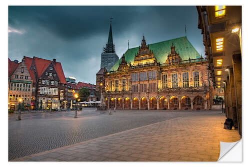 Selvklebende plakat Bremen Market Square with City Hall