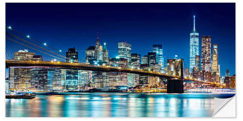 Självhäftande poster New York illuminated Skyline