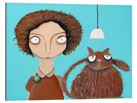 Aluminium print Mrs Wopat With Her Ball-headed Cat - Lacaluna
