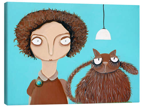 Canvas print Mrs Wopat With Her Ball-headed Cat