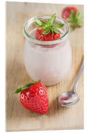 Acrylglasbild Süße Erdbeeren mit Joghurt