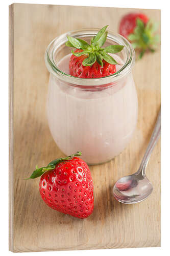 Cuadro de madera Sweet strawberries with yoghurt