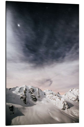 Aluminiumsbilde Piz Palu in moonlight, view from Diavolezza, Engadin, Switzerland