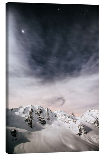 Lerretsbilde Piz Palu in moonlight, view from Diavolezza, Engadin, Switzerland