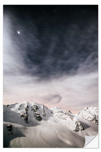 Wall sticker Piz Palu in moonlight, view from Diavolezza, Engadin, Switzerland