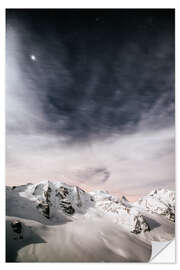 Vinilo para la pared Piz Palu in moonlight, view from Diavolezza, Engadin, Switzerland