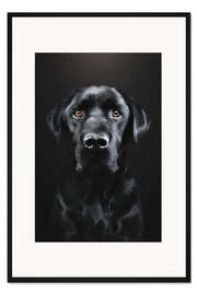 Gerahmter Kunstdruck schwarzer Labrador