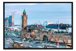 Gerahmter Kunstdruck Hamburg, Sankt Pauli Landungsbrücken