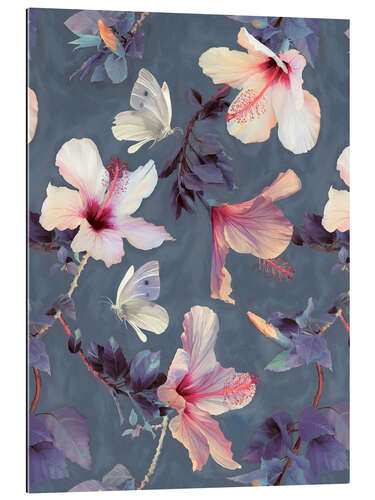 Gallery print Butterflies and Hibiscus Flowers - a painted pattern