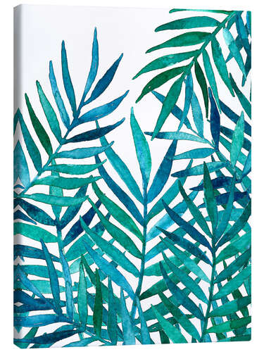 Canvas print Turquoise palm leaves on white