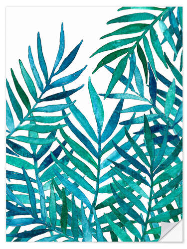 Sticker mural Feuilles de palmier turquoises