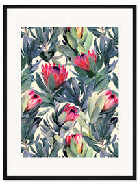 Gerahmter Kunstdruck Protea Blüten