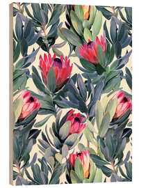 Wood print Painted Proteas