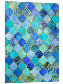 Foam board print Cobalt blue, gold moroccan tile pattern