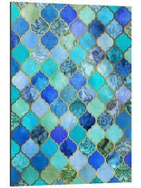 Magnettafel Cobalt Blue, Gold marokkanisches Fliesen-Muster