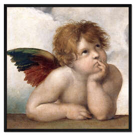 Gerahmter Kunstdruck Sixtinische Madonna (Detail Engel)