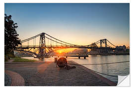 Selvklebende plakat Kaiser Wilhelm Brücke Wilhelmshaven at sunrise