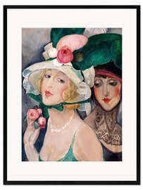 Impression artistique encadrée Deux Cocottes avec des chapeaux