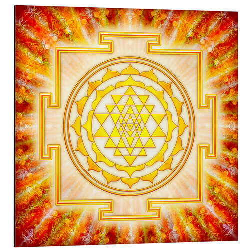 Tableau en aluminium Sri Yantra, œuvre de lumière