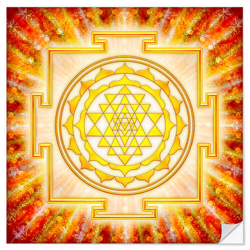 Selvklebende plakat Sri Yantra - Artwork light