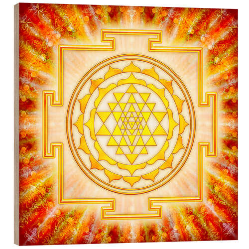 Wood print Sri Yantra - artwork light