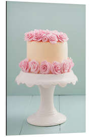 Aluminium print Cake with roses made of sugar