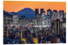 Quadro em acrílico Shinjuku city view at night with Mount Fuji in the background