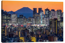 Leinwandbild Shinjuku Stadtansicht bei Nacht mit Berg Fuji im Hintergrund