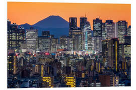 Foam board print Shinjuku city view at night with Mount Fuji in the background