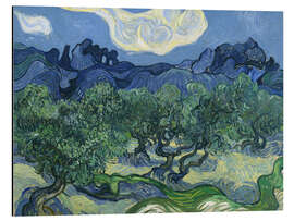 Magnettafel Olivenbäume mit den Alpen im Hintergrund