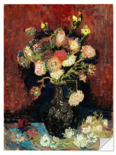 Vinilo para la pared Vase with Chinese Asters and Gladioli