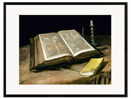 Gerahmter Kunstdruck Stillleben mit Bibel