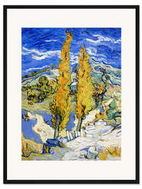 Gerahmter Kunstdruck Zwei Pappeln auf einem Hügel