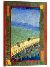 Stampa su vetro acrilico  Ponte sotto la pioggia (da Hiroshige) - Vincent van Gogh