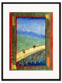 Gerahmter Kunstdruck Brücke im Regen (nach Hiroshige)