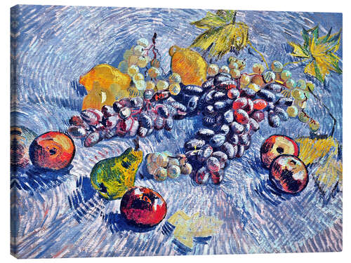 Tableau sur toile Raisins, citrons, poires et pommes