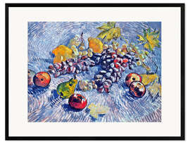 Ingelijste kunstdruk Grapes, Lemons, Pears and Apples
