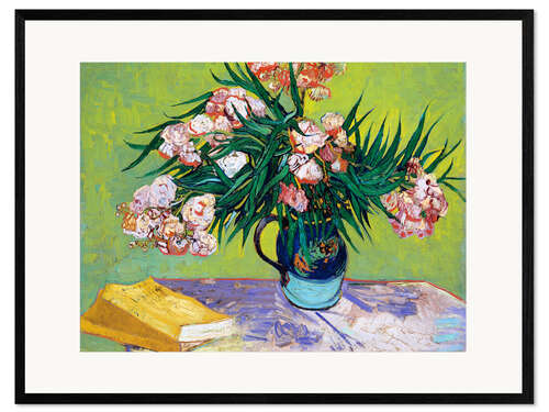 Impression artistique encadrée Vase aux lauriers roses