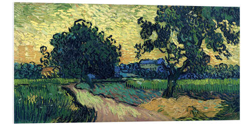 Quadro em PVC Field with Trees, the Chateau of Auvers