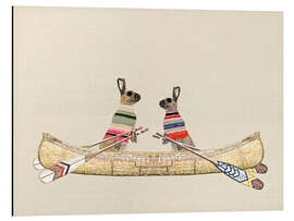 Magnettafel Hasen im Kanu