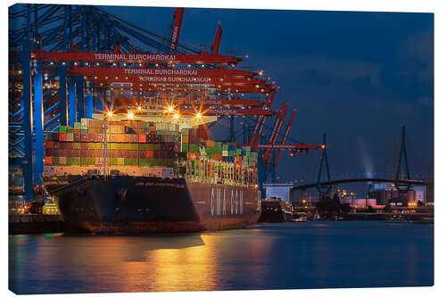 Canvastavla Container ship with Köhlbrandbridge