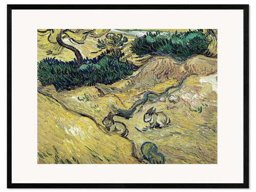 Kunsttryk i ramme Field with Two Rabbits