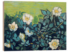 Wood print  Wild Roses - Vincent van Gogh