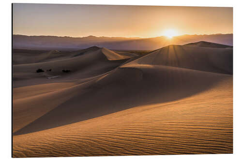 Tableau en aluminium Coucher de soleil sur les dunes de la vallée de la Mort